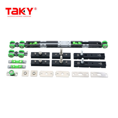 Sürgülü Gardırop Tekerlek Donanımı Uzun Ömürlü Çift Yumuşak Kapanan Kapı Kasnağı Damperli Makaralar