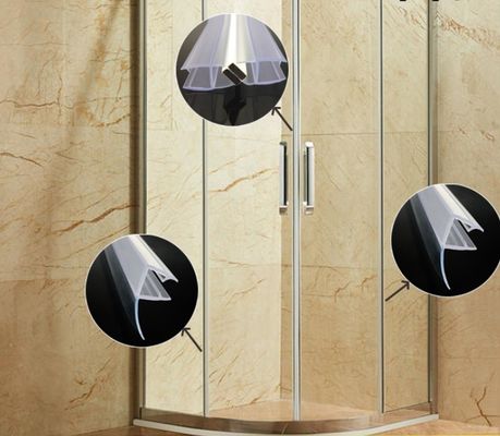 Şeffaf PVC Su Geçirmez Sızdırmazlık Şeritleri, Kayar Banyo Cam Kapısı için 6-12mm Genişlik