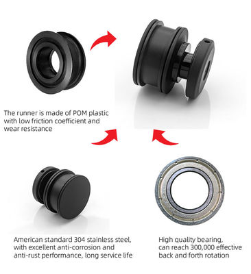 Kaydırıcı Kapı Track Barn Kit Duş Donanım Aksesuarları Cam Paslanmaz Çelik Matt Siyah