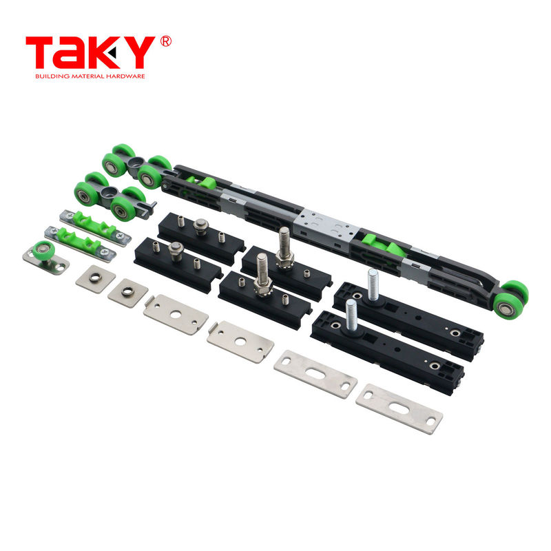 Sürgülü Gardırop Tekerlek Donanımı Uzun Ömürlü Çift Yumuşak Kapanan Kapı Kasnağı Damperli Makaralar