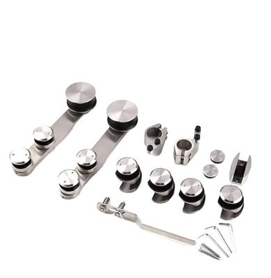 İyi fiyat 6-12mm Cam için Yüksek Sertlikte ve Dayanıklı Gümüş/Siyah Cam Banyo Sürgülü Kapı Kiti çevrimiçi