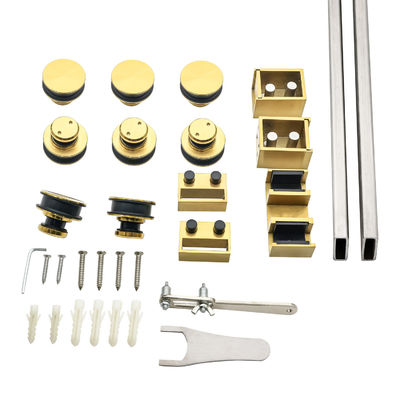 İyi fiyat Çift Kapalı Paslanmaz Çelik 304 Cam Kaydırma Kapı Rolü Döner Tepsisi Şekilli Donanımlı Donanım çevrimiçi