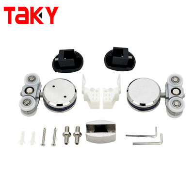 İyi fiyat Silver Plated Mirror Finish Sliding Shower Door Top Track Fittings Glass Slding Door Hardware çevrimiçi