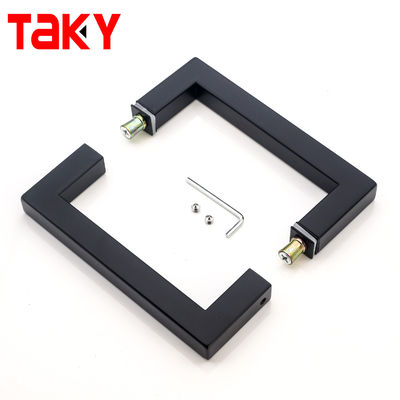 Modern Stil Paslanmaz Çelik Cam Kapı Kolu Mat Siyah kare Kapı Çekme Kolu Duş Kolu