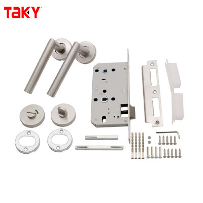Saten Nikel Dönüşlü Duş Cam Kapısı Talimi 304 Paslanmaz Çelik Tubular Talimi Kilit Set ve C-Seviye Kilit Çekirdek