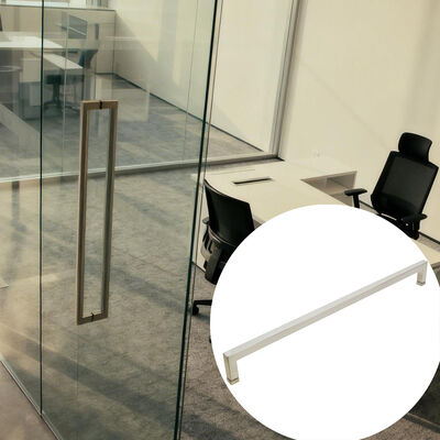 Modern cam kapı sapı paslanmaz çelik SS304 kare Matt gümüş duş kapı sapı