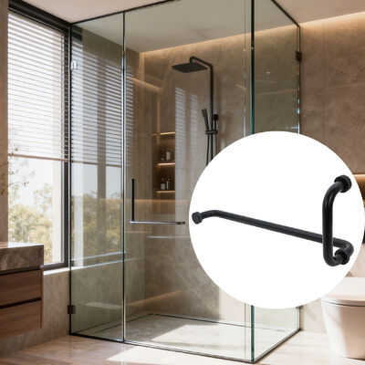 İyi fiyat Duş Cam Kapı Kolu 12 İnç Paslanmaz Çelik 304 Siyah Yuvarlak Duş Kolu çevrimiçi