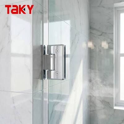 İyi fiyat Ağır Katı Duş Menteşesi 90 Derece Çerçevesiz Cam Kapı Menteşesi Lüks Fırçalanmış Altın Banyo Cam Kelepçesi çevrimiçi
