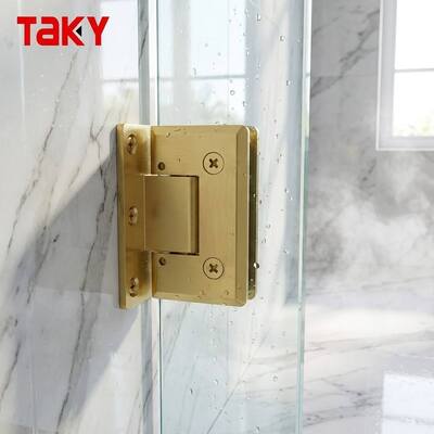 Ağır Katı Duş Menteşesi 90 Derece Çerçevesiz Cam Kapı Menteşesi Lüks Fırçalanmış Altın Banyo Cam Kelepçesi